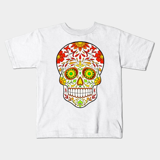 Sugar Skull Art Kids T-Shirt by InshynaArt